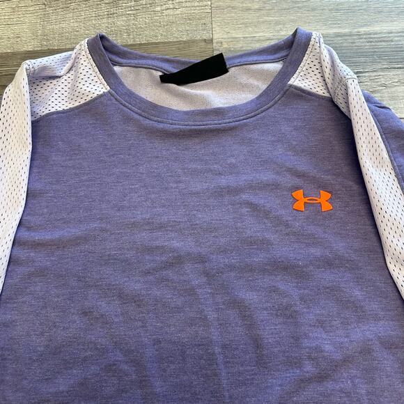 Under Armour Purple Mens Large Brand Logo Casual Activewear Long Sleeve T-Shirt - Picture 1 of 8